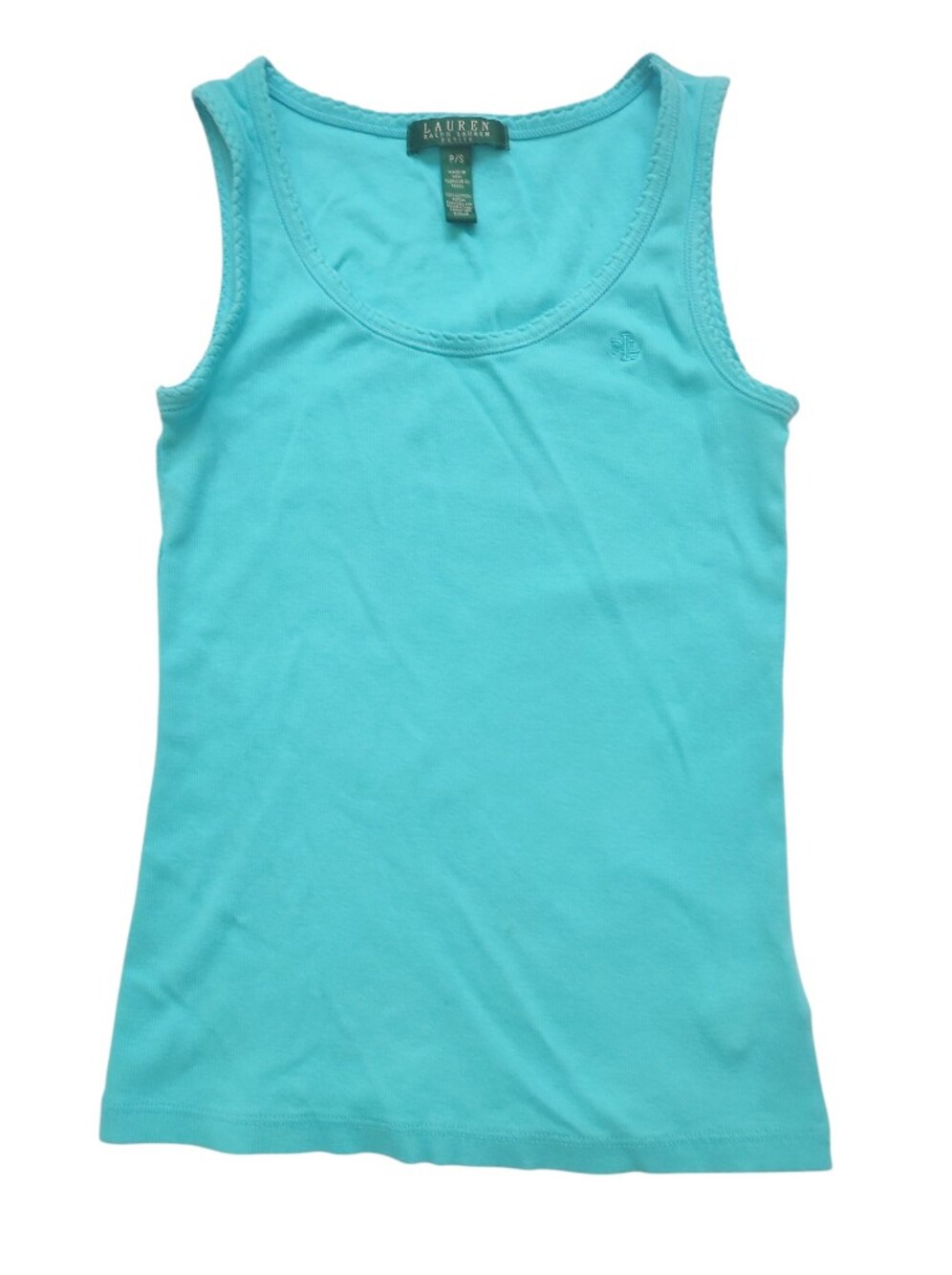 Lauren Ralph Lauren Teal/Turquoise/Blue Tank Top 100% Cotton Petite Small